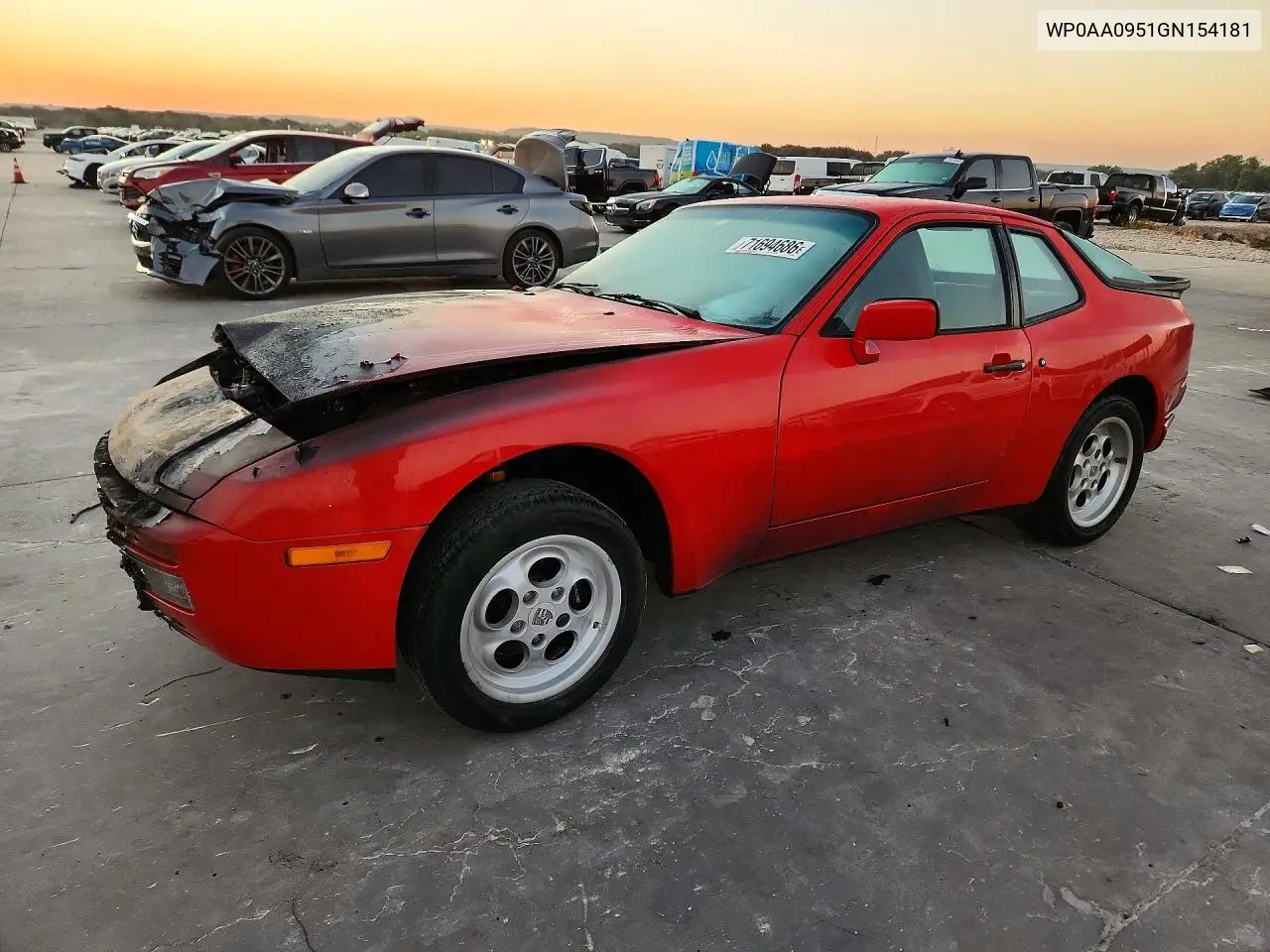 1986 Porsche 944 VIN WP0AA0951GN154181 фото 1