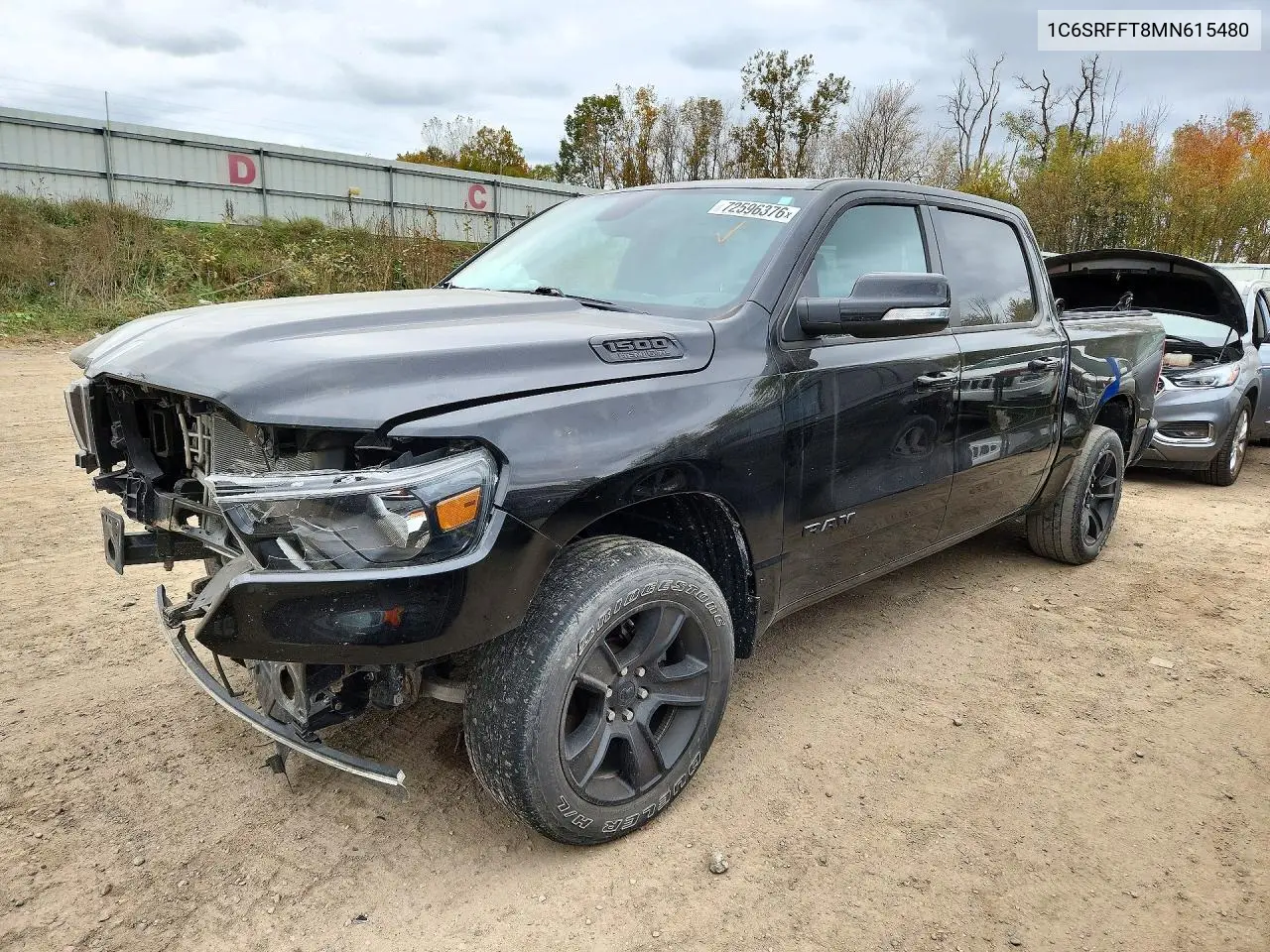 1C6SRFFT8MN615480 RAM 1500 2021 — повреждение Передняя часть, фото до ремонта