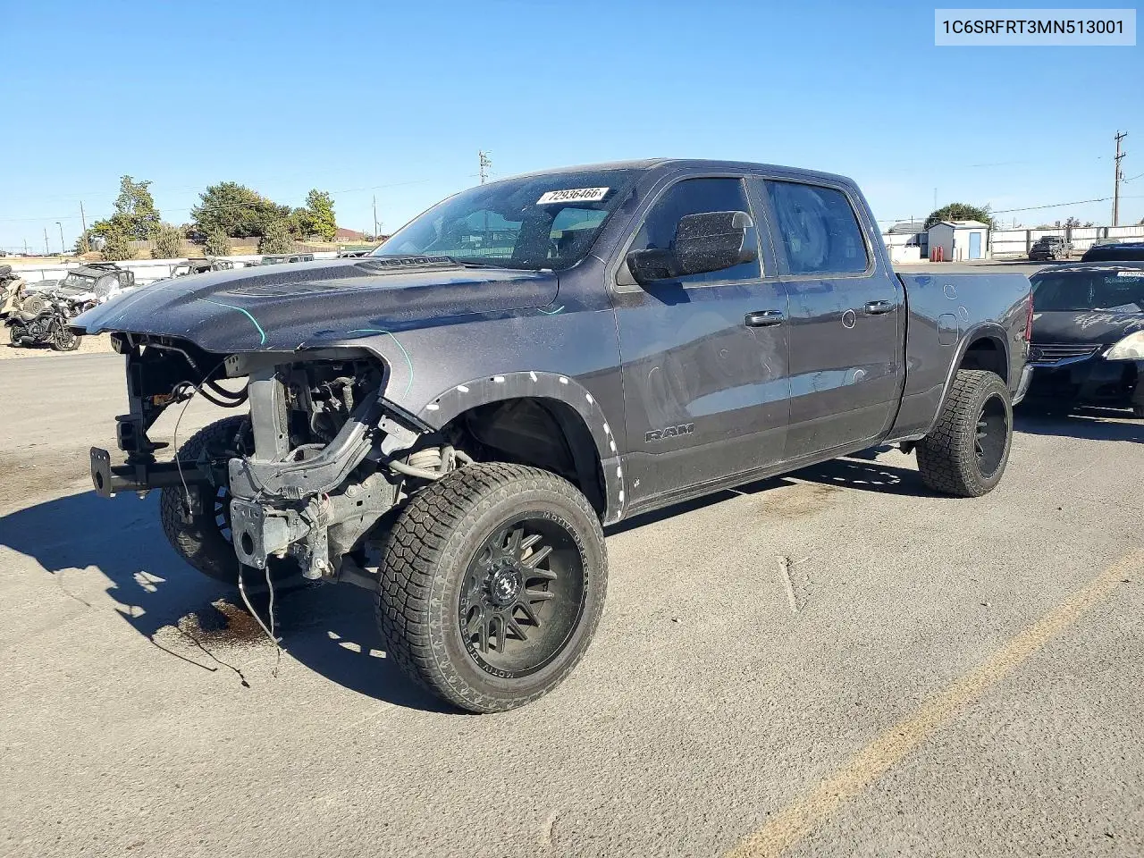 1C6SRFRT3MN513001 RAM 1500 2021 — повреждение Передняя часть, фото до ремонта