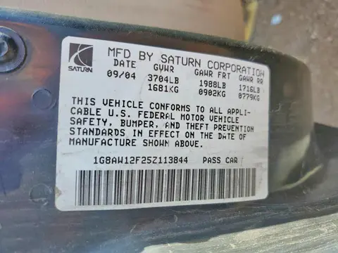 2005 SATURN ION VIN 1G8AW12F25Z113844 фото 12