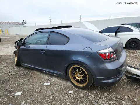 2008 Scion Tc Base VIN JTKDE167180274728 фото 2