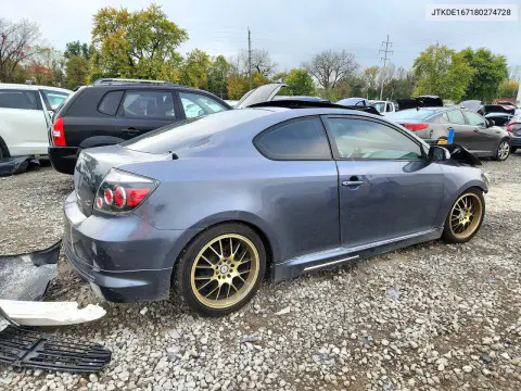 2008 Scion Tc Base VIN JTKDE167180274728 фото 3