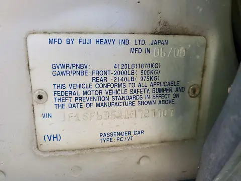 2001 Subaru Forester L VIN JF1SF63511H727707 фото 13