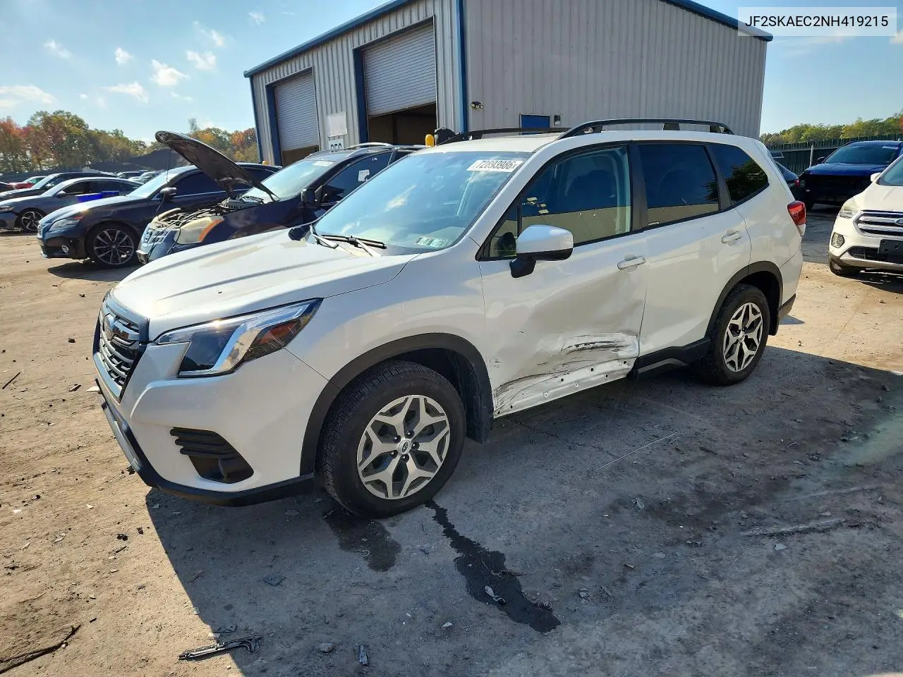 2022 Subaru Forester Premium VIN JF2SKAEC2NH419215 фото 1