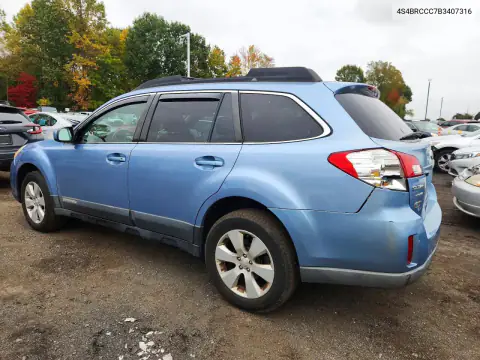 4S4BRCCC7B3407316 — 2011 Subaru Outback, фото 2 с аукциона Copart 22.10.2026, Задняя часть