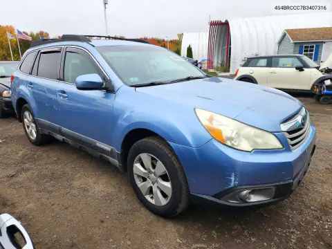 4S4BRCCC7B3407316 — 2011 Subaru Outback, фото 4 с аукциона Copart 22.10.2026, Задняя часть