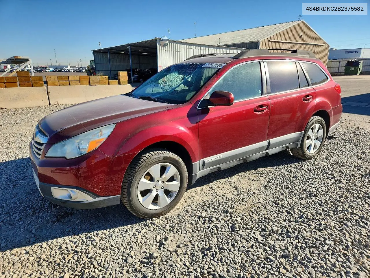 2011 Subaru Outback 3.6R Limited VIN 4S4BRDKC2B2375582 фото 1