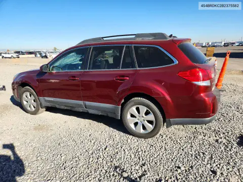 2011 Subaru Outback 3.6R Limited VIN 4S4BRDKC2B2375582 фото 2
