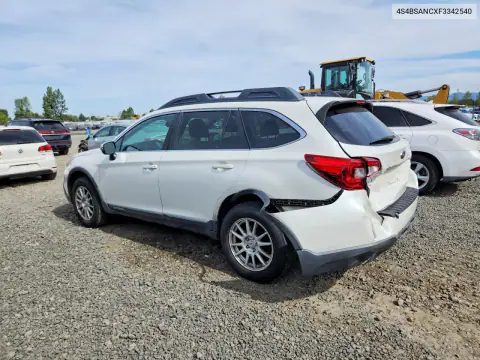 4S4BSANCXF3342540 — 2015 Subaru Outback, фото 2 с аукциона Copart, Задняя часть