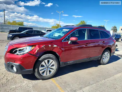 2015 Subaru Outback 2.5I Premium VIN 4S4BSBCC7F3210361 фото 1