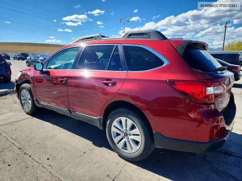 2015 Subaru Outback 2.5I Premium VIN 4S4BSBCC7F3210361 фото 2