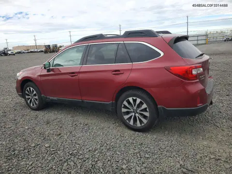 2015 Subaru Outback 2.5I Limited VIN 4S4BSALC0F3314488 фото 2