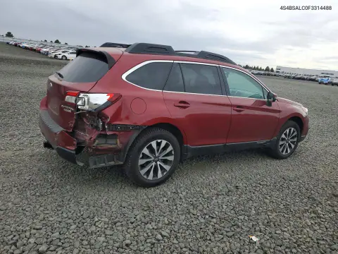 2015 Subaru Outback 2.5I Limited VIN 4S4BSALC0F3314488 фото 3