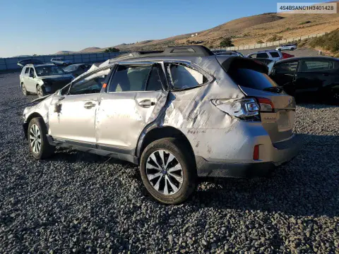 2017 Subaru Outback 2.5I Limited VIN 4S4BSANC1H3401428 фото 2