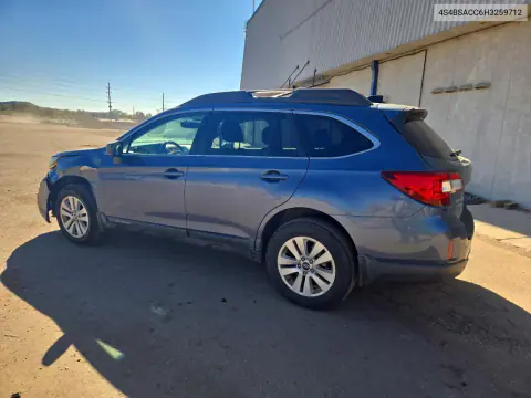 2017 Subaru Outback 2.5I Premium VIN 4S4BSACC6H3259712 фото 2