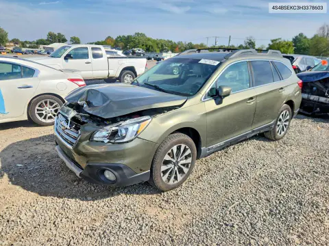4S4BSEKC3H3378603 — 2017 Subaru Outback, Передняя часть, фото до ремонта