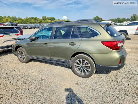 2017 Subaru Outback 3.6R Limited VIN 4S4BSEKC3H3378603 фото 2