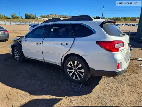 2017 Subaru Outback 2.5I Limited VIN 4S4BSANC8H3322032 фото 2