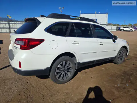 2017 Subaru Outback 2.5I Limited VIN 4S4BSANC8H3322032 фото 3