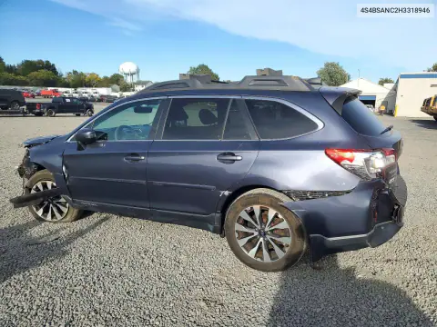 2017 Subaru Outback 2.5I Limited VIN 4S4BSANC2H3318946 фото 2