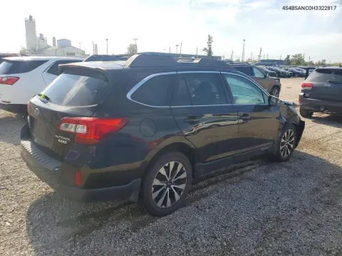 2017 Subaru Outback 2.5I Limited VIN 4S4BSANC0H3322817 фото 3
