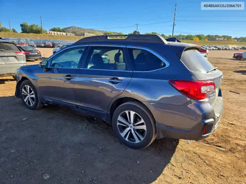 2018 Subaru Outback 2.5I Limited VIN 4S4BSAKC0J3366701 фото 2