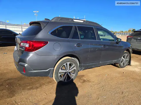 2018 Subaru Outback 2.5I Limited VIN 4S4BSAKC0J3366701 фото 3