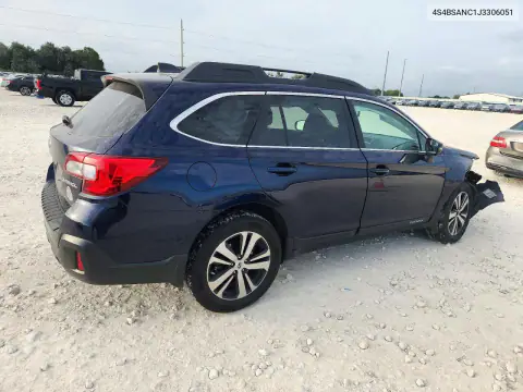 4S4BSANC1J3306051 — 2018 Subaru Outback, фото 3 с аукциона Copart, Передняя часть