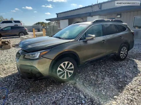 4S4BTADC8N3209711 — 2022 Subaru Outback, Передняя часть, фото до ремонта