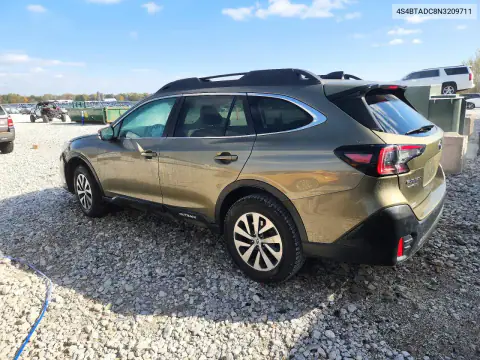 4S4BTADC8N3209711 — 2022 Subaru Outback, фото 2 с аукциона Copart, Передняя часть