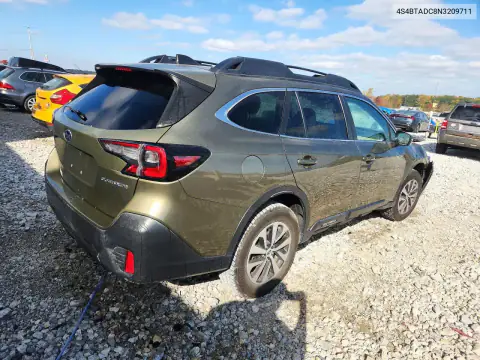 4S4BTADC8N3209711 — 2022 Subaru Outback, фото 3 с аукциона Copart, Передняя часть