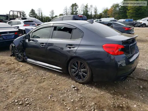 2017 Subaru Wrx VIN JF1VA1B62H9837114 фото 2