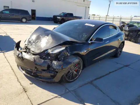 5YJ3E1EB1JF072505 — 2018 Tesla Model 3, Передняя часть, фото до ремонта