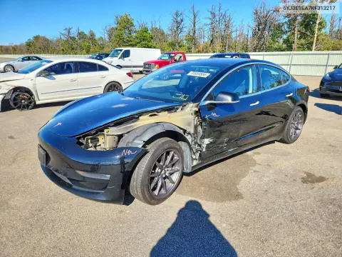 5YJ3E1EA7KF313217 — 2019 Tesla Model 3, Передняя часть, фото до ремонта