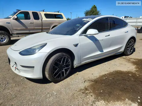5YJ3E1EA5KF482474 — 2019 Tesla Model 3, Передняя часть, фото до ремонта