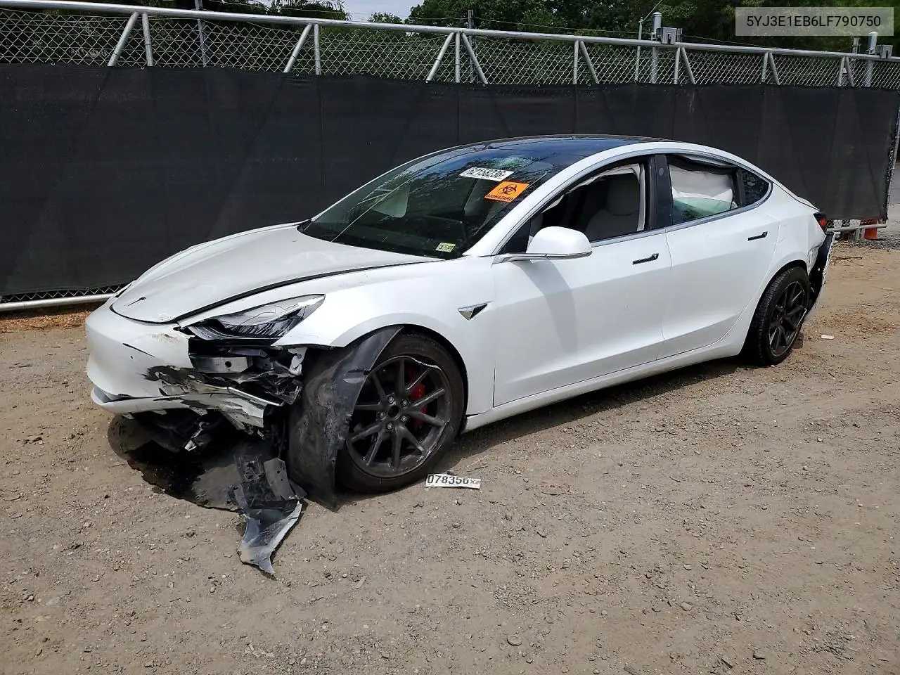 2020 Tesla Model 3 VIN 5YJ3E1EB6LF790750 фото 1