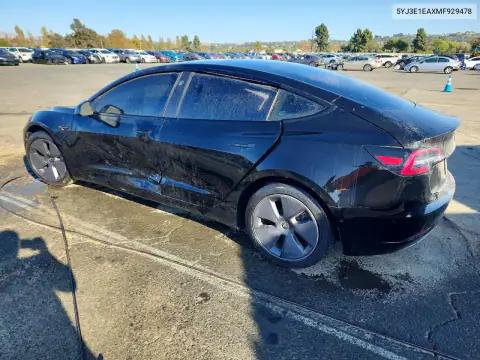 5YJ3E1EAXMF929478 — 2021 Tesla Model 3, фото 2 с аукциона Copart 23.10.2026, Боковая часть