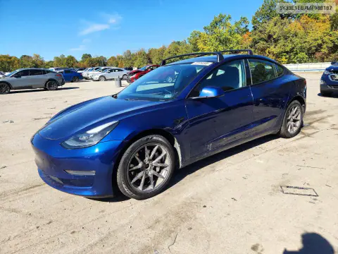 5YJ3E1EB7MF988187 — 2021 Tesla Model 3, Передняя часть, фото до ремонта