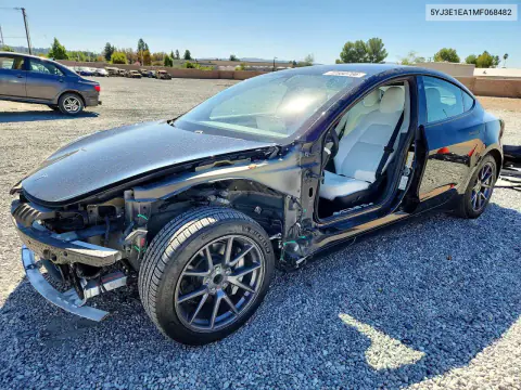 5YJ3E1EA1MF068482 — 2021 Tesla Model 3, Передняя часть, фото до ремонта