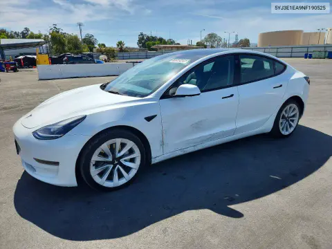 5YJ3E1EA9NF190525 — 2022 Tesla Model 3, Передняя часть, фото до ремонта