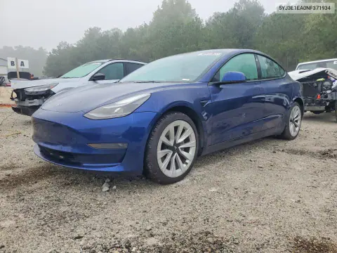5YJ3E1EA0NF371934 — 2022 Tesla Model 3, Механические повреждения, фото до ремонта