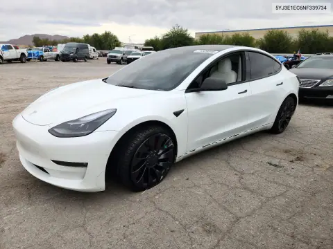 5YJ3E1EC6NF339734 — 2022 Tesla Model 3, Сторона, фото до ремонта