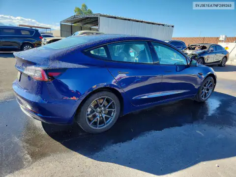 5YJ3E1EA7NF289263 — 2022 Tesla Model 3, фото 3 с аукциона Copart, Механические повреждения