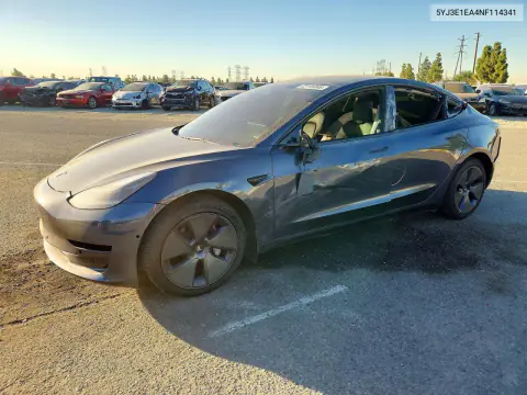 5YJ3E1EA4NF114341 — 2022 Tesla Model 3, Сторона, фото до ремонта