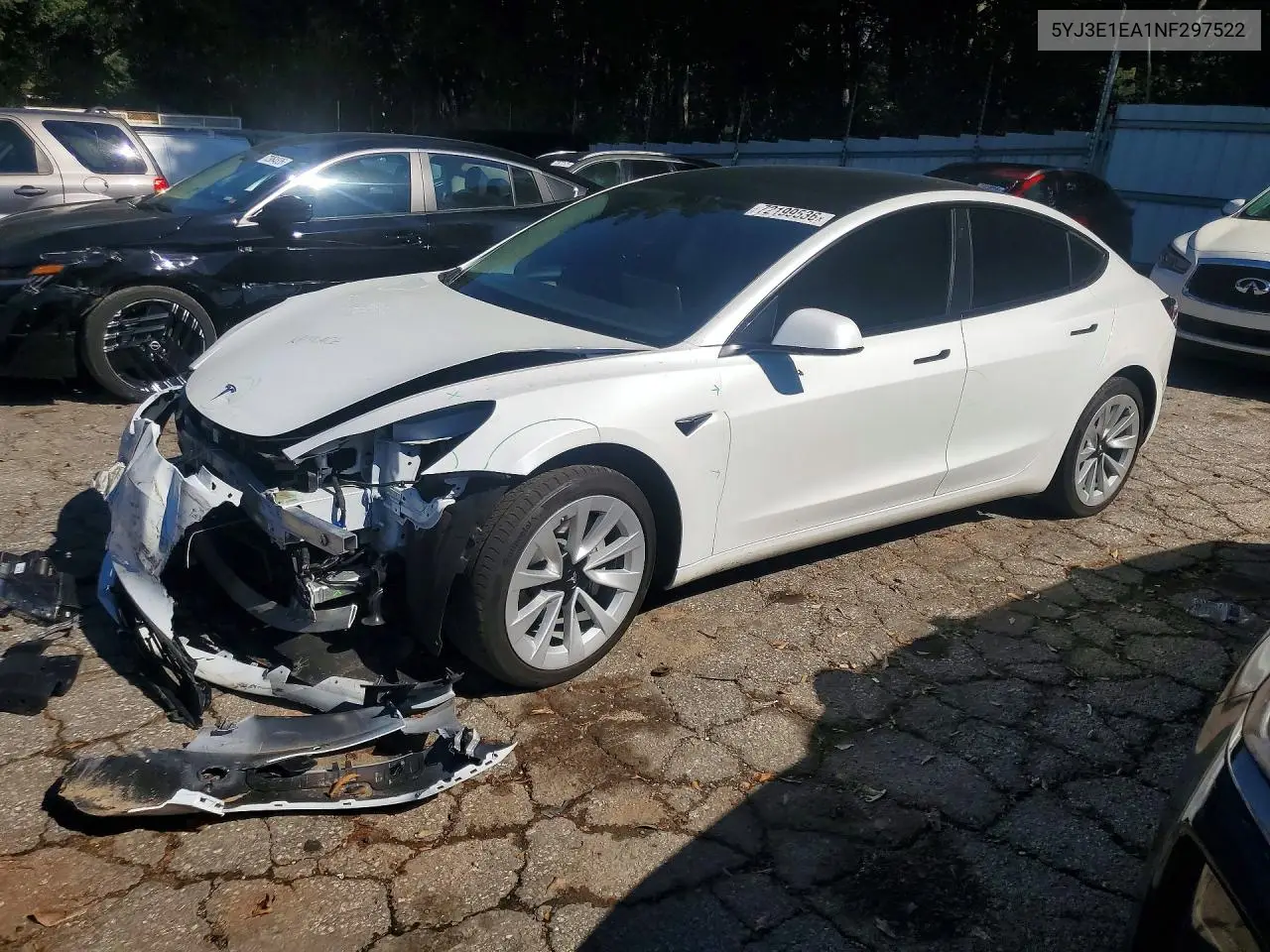 5YJ3E1EA1NF297522 Tesla Model 3 2022 — повреждение Передняя часть, фото до ремонта