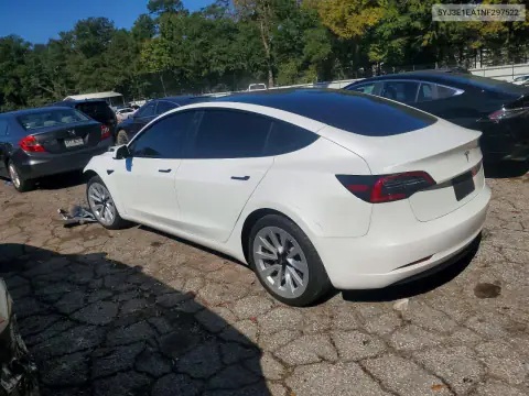 5YJ3E1EA1NF297522 — 2022 Tesla Model 3, фото 2 с аукциона Copart, Передняя часть