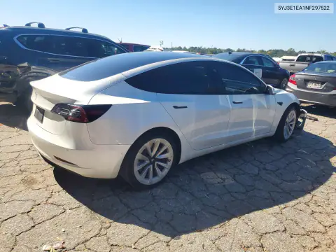 5YJ3E1EA1NF297522 — 2022 Tesla Model 3, фото 3 с аукциона Copart, Передняя часть