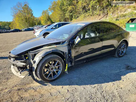 5YJ3E1EB2NF347854 — 2022 Tesla Model 3, Передняя часть, фото до ремонта