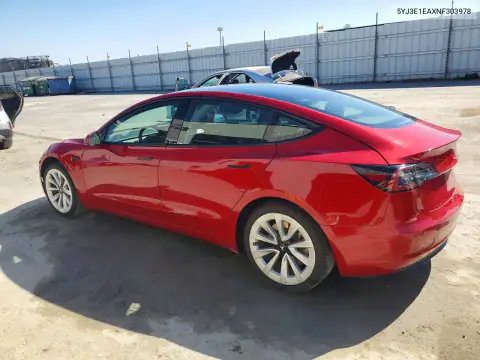 5YJ3E1EAXNF303978 — 2022 Tesla Model 3, фото 2 с аукциона Copart 19.10.2026, Механические повреждения