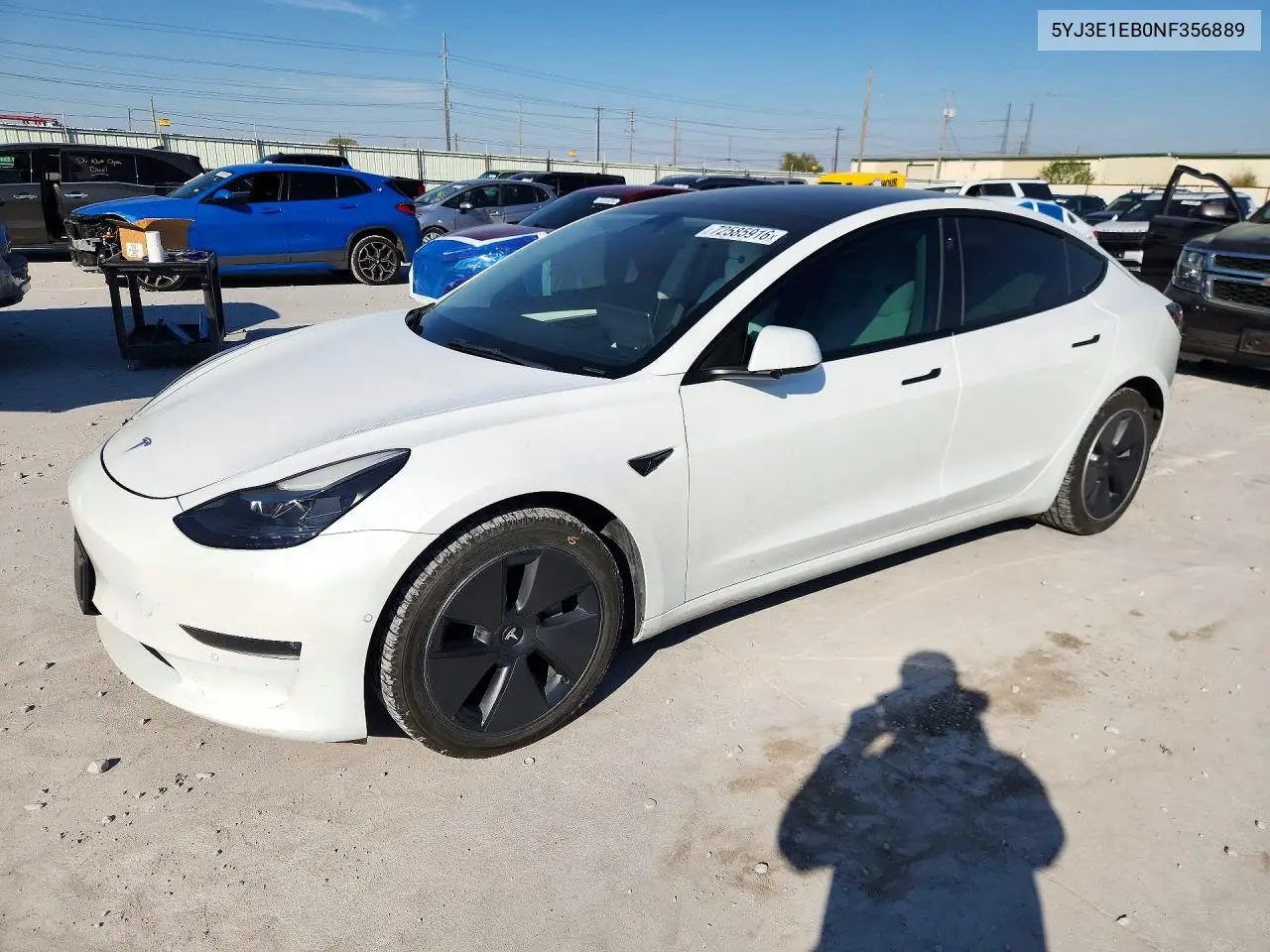 2022 Tesla Model 3 VIN 5YJ3E1EB0NF356889 фото 1